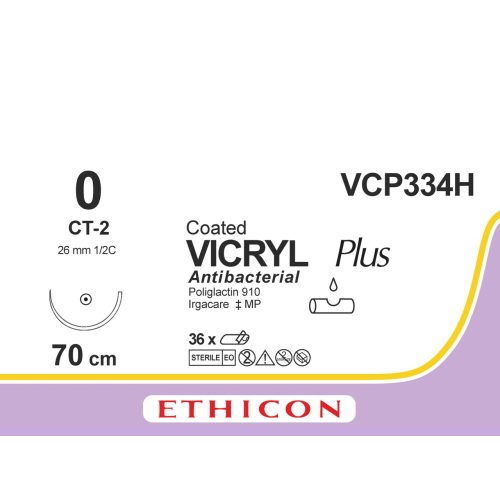 VCP 334H Vicryl plus 0 aiguille CT-2 violet 70cm (VCP334H) | 36 pièces – Image 1