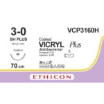 Vicryl Plus 3-0 aiguille SH+ violet 70cm (VCP3160H) | 36 pièces